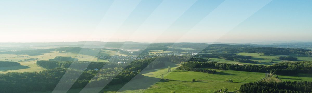Himmelblick einer grünen Landschaft.
