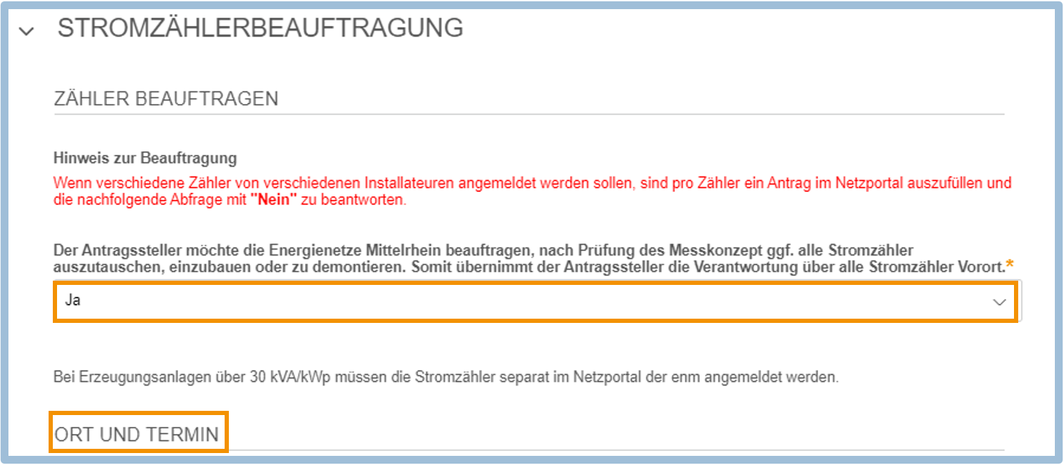 Abbildung zur Zählerbeantragung