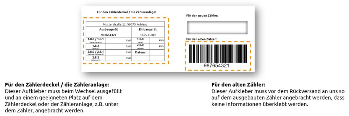 Abbildung der Aufkleber auf einem Lieferschein